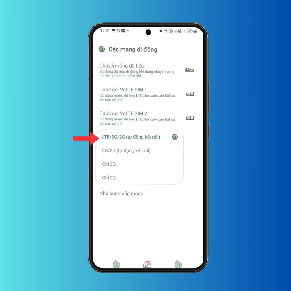 Chọn LTE hoặc 4G để hoàn tất cách bật 4G trên Samsung