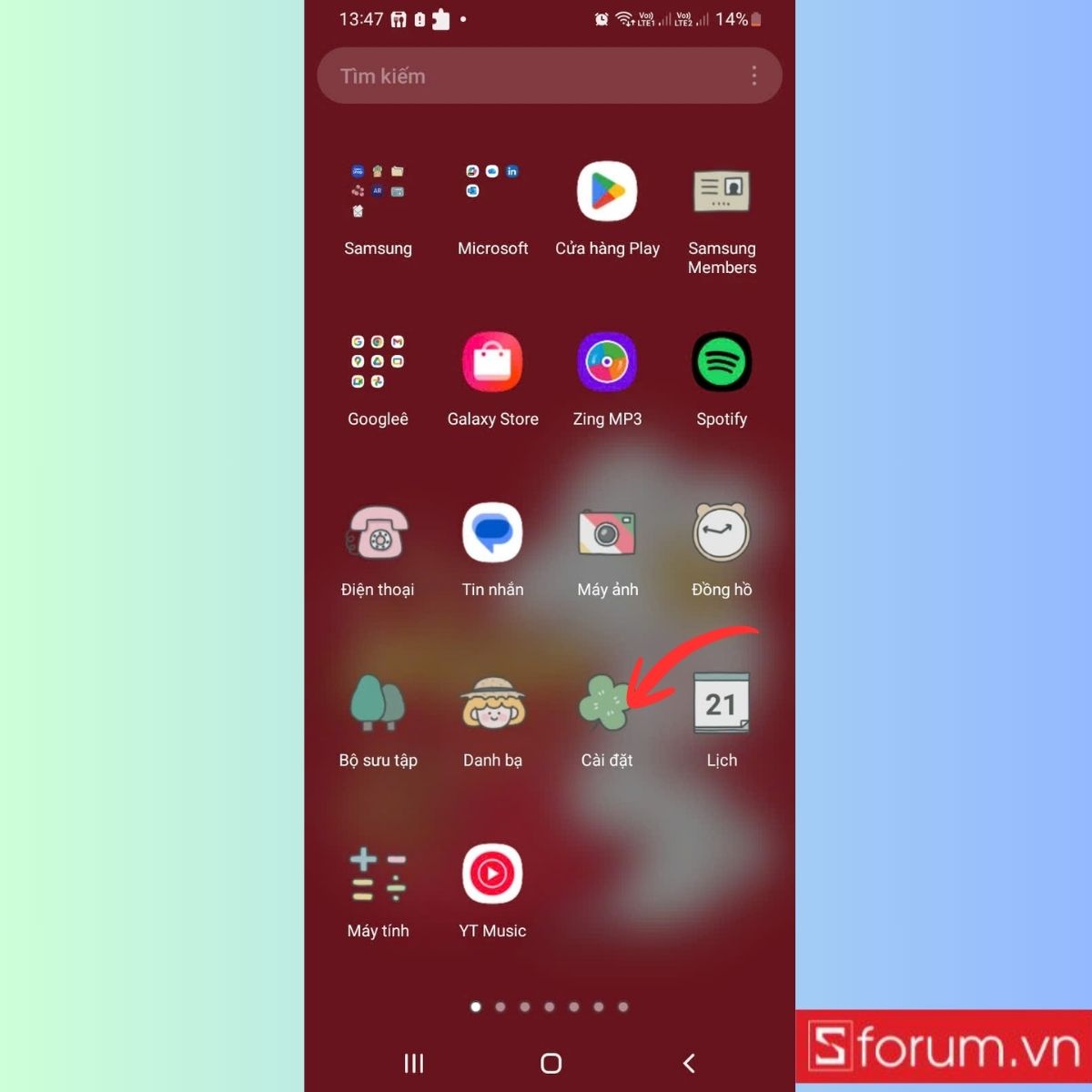 Mở ứng dụng Camera trên điện thoại Samsung