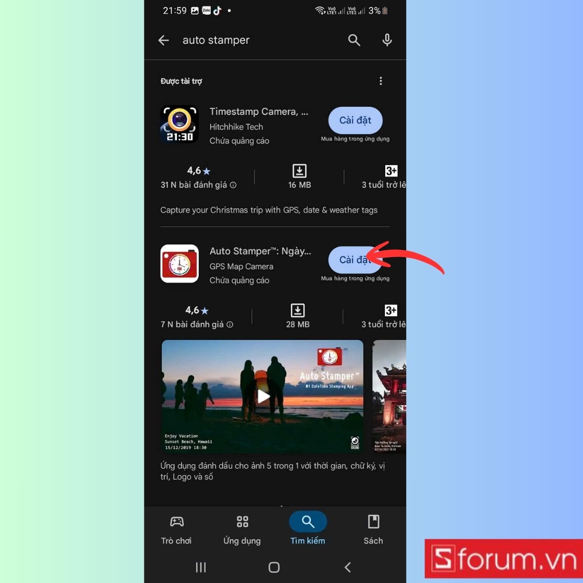 Tải ứng dụng Auto Stamper từ CH Play và cài đặt