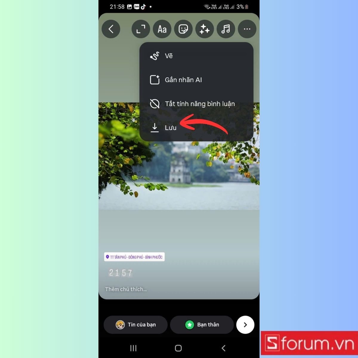 Bấm lưu để hoàn tất