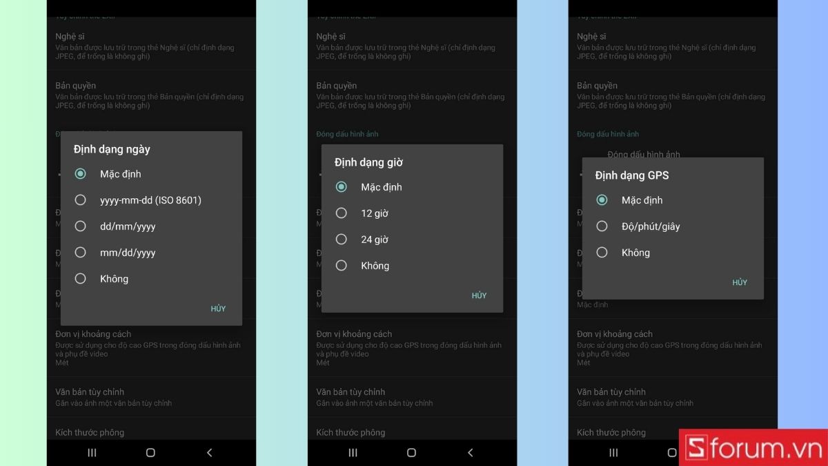 Tùy chỉnh định dạng ngày giờ và vị trí hiển thị dấu thời gian