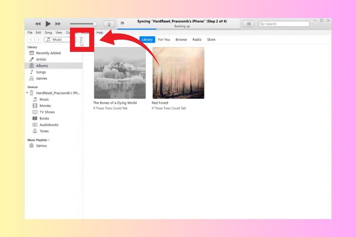 Chọn vào biểu tượng iPhone
