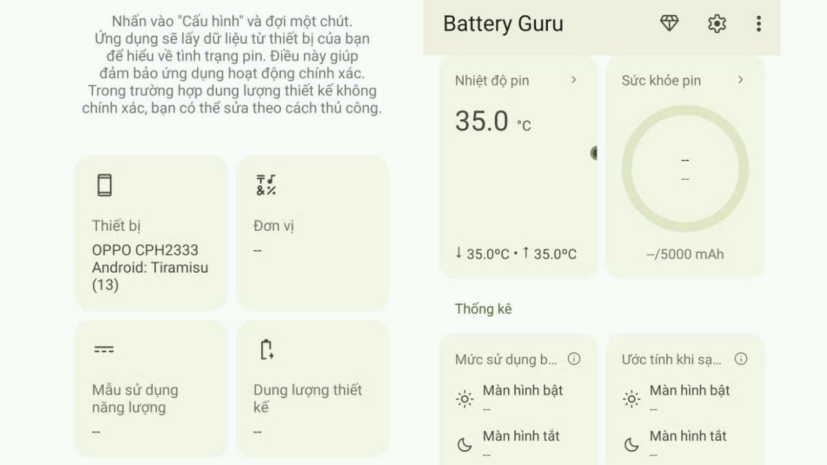 Trên màn hình chính, bạn có thể xem mức độ chai pin