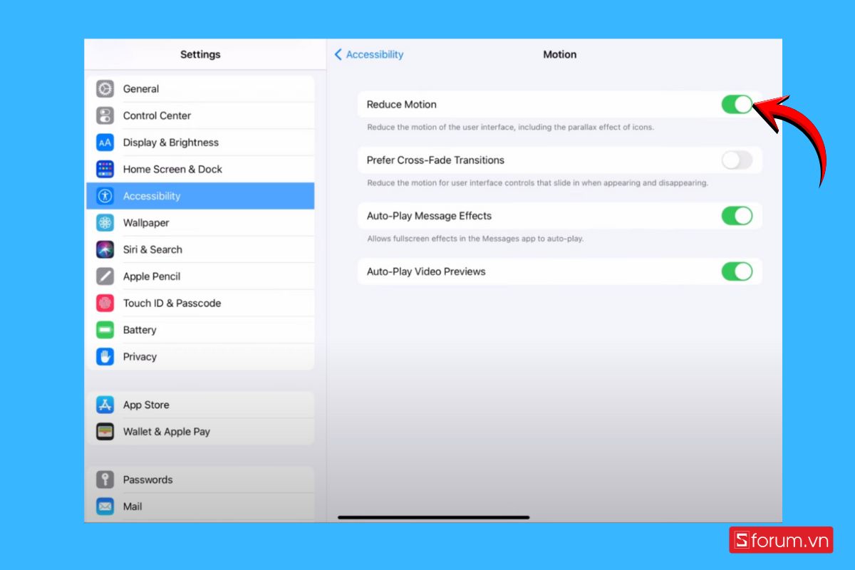 Cách bật chế độ giảm chuyển động bước 3