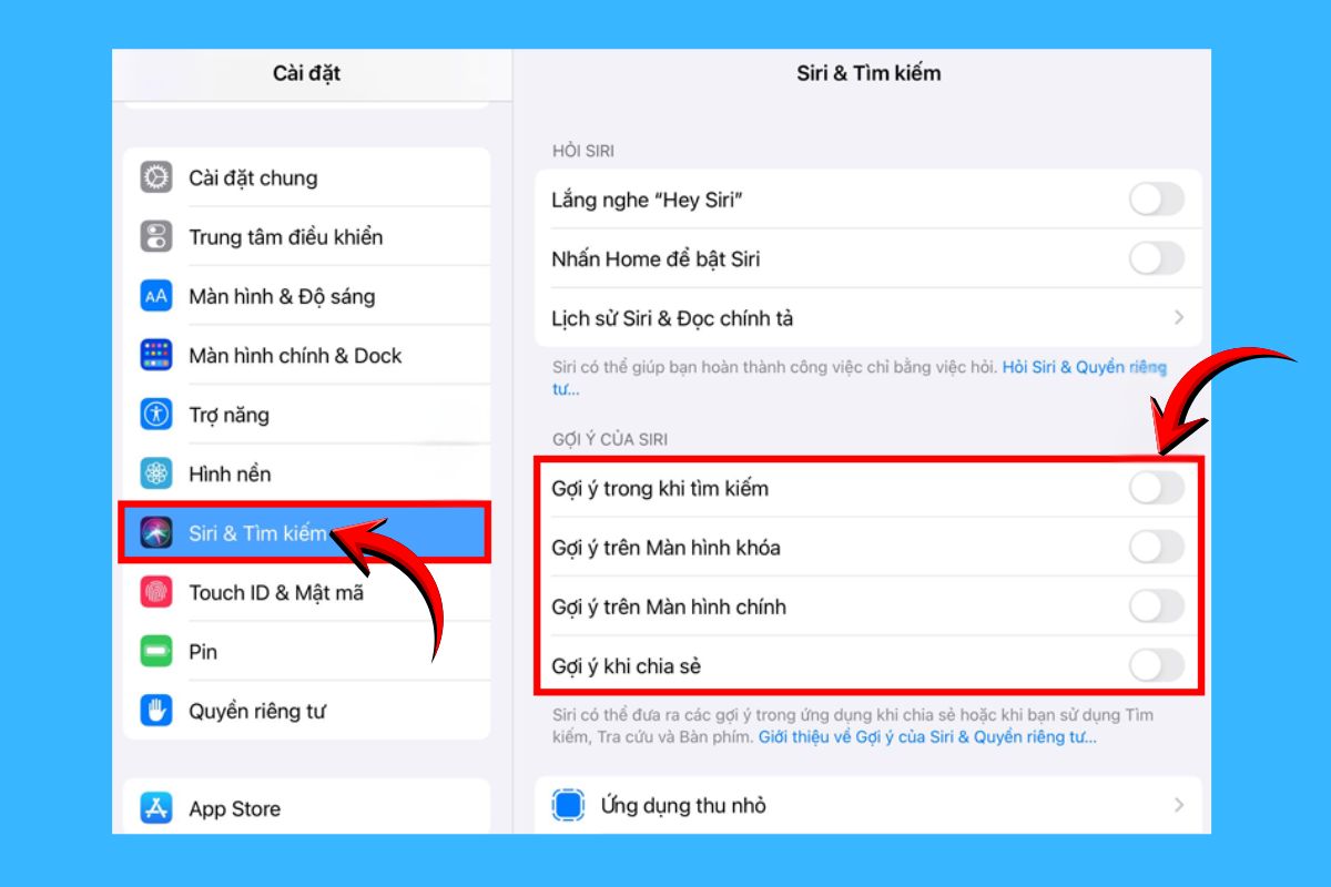 Tắt tìm kiếm Spotlight cho các ứng dụng không quan trọng giúp iPad hết lag