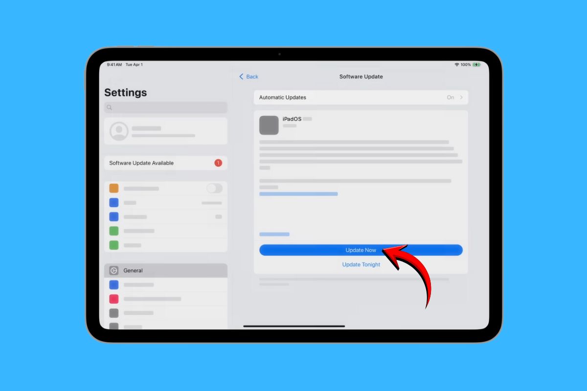 Kiểm tra và cập nhật phần mềm iPad bước 2