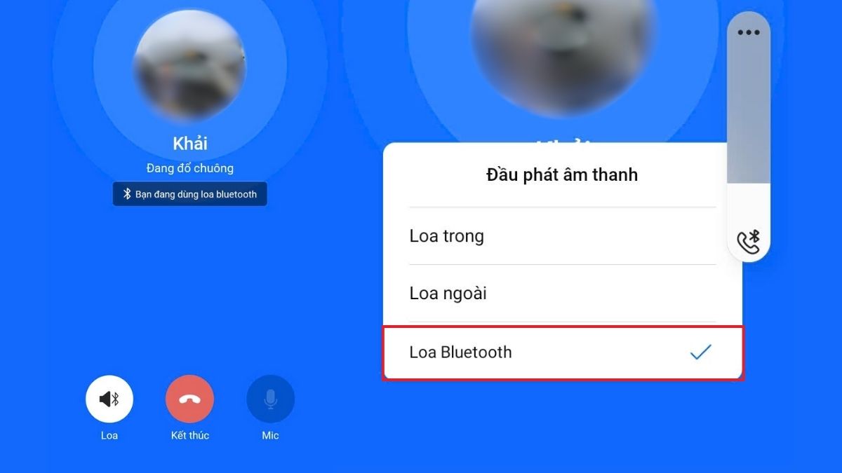 Chọn tai nghe Bluetooth làm nguồn phát cho cuộc gọi