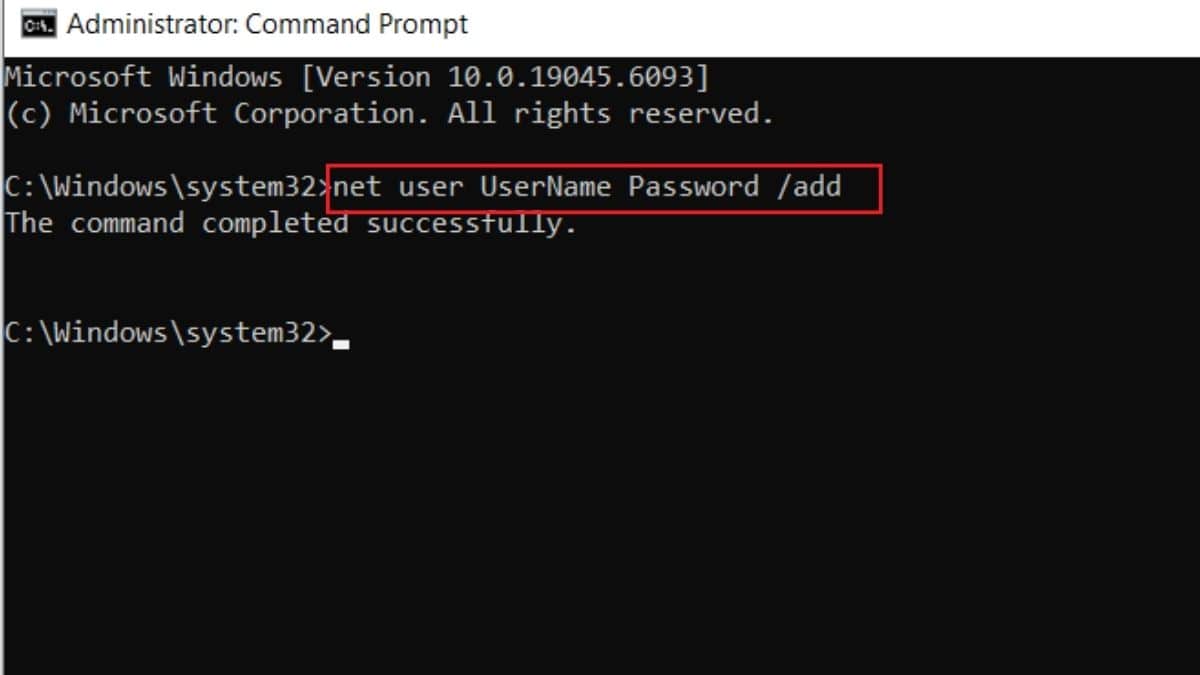 Cách tạo thêm user trong Win 10 bằng Command Prompt bước 2 (Hình minh họa)