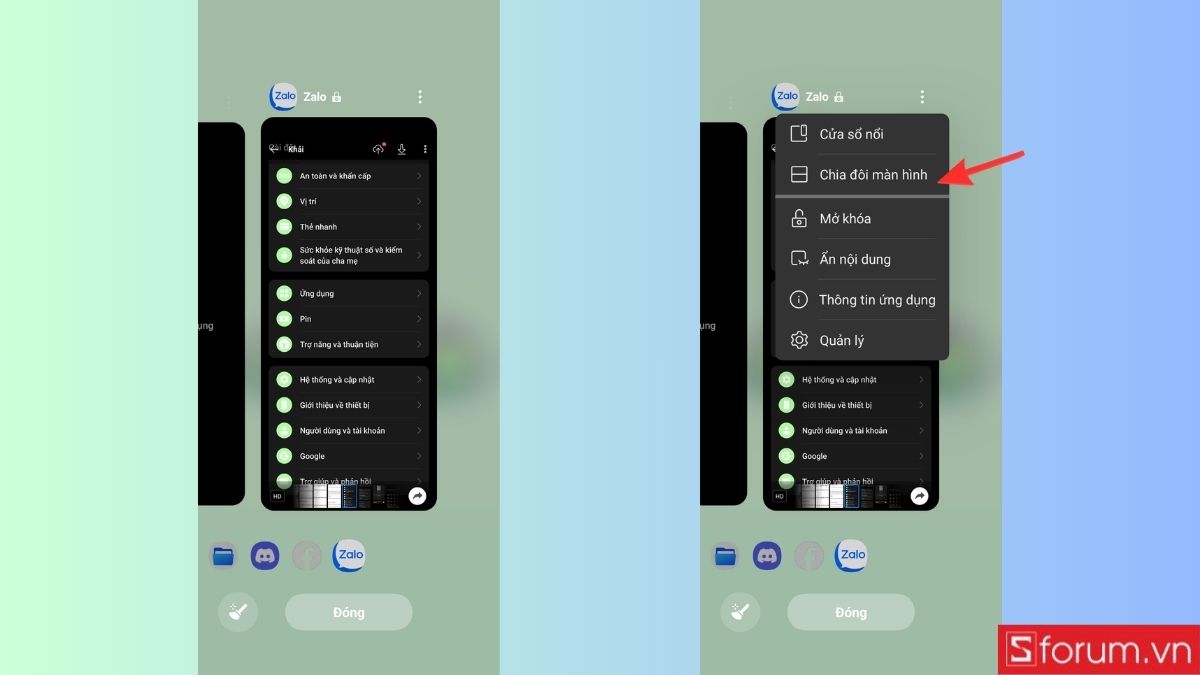 Cách chia đôi màn hình OPPO từ tác vụ gần đây - bước 1
