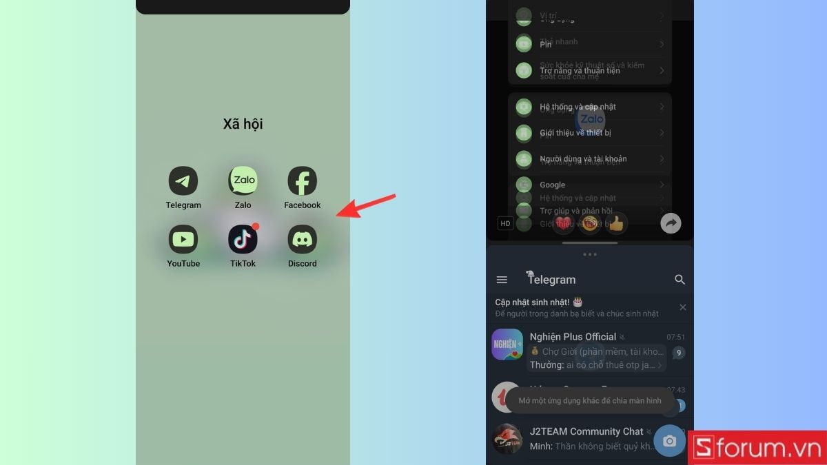 Cách chia đôi màn hình OPPO từ tác vụ gần đây - bước 2