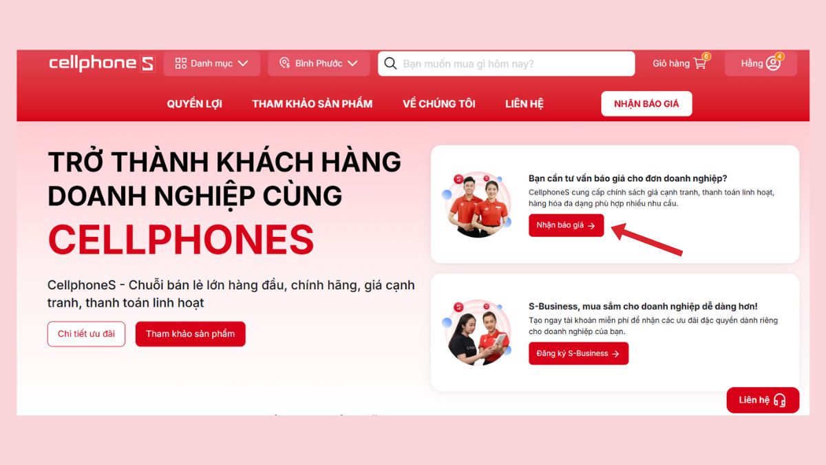 Hướng dẫn đăng ký thành viên S-Business cho khách hàng doanh nghiệp và nhận báo giá-10