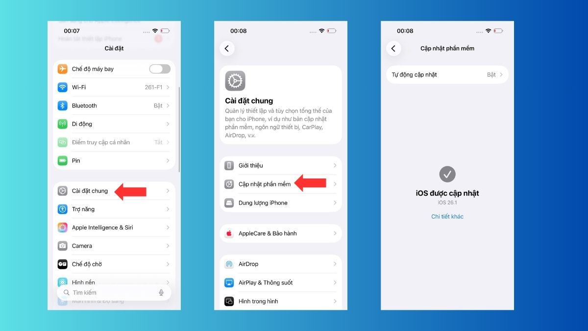 Cập nhật phần mềm lại trên hệ điều hành iOS