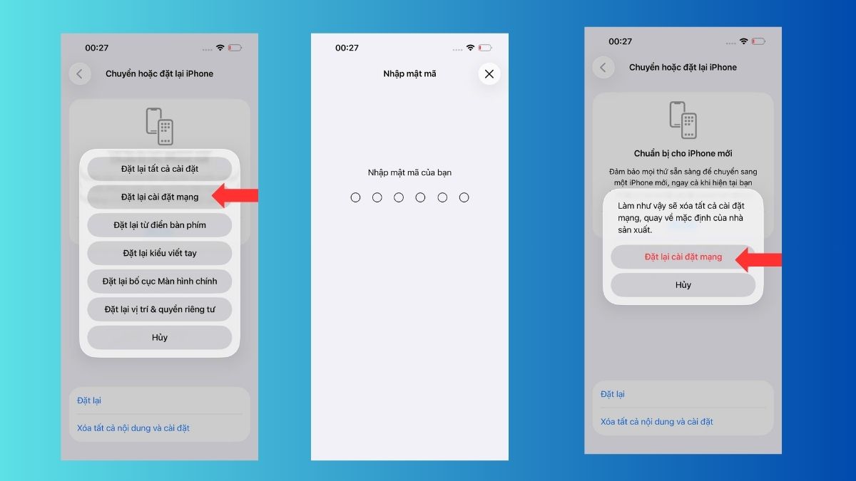 Chọn Đặt lại cài đặt mạng