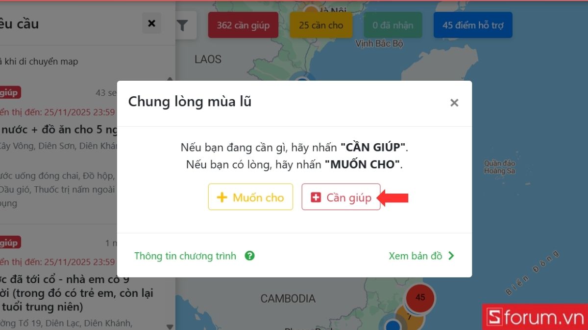 Hướng dẫn cách gửi yêu cầu cứu trợ vùng lũ, vùng sạt lở khẩn cấp-2