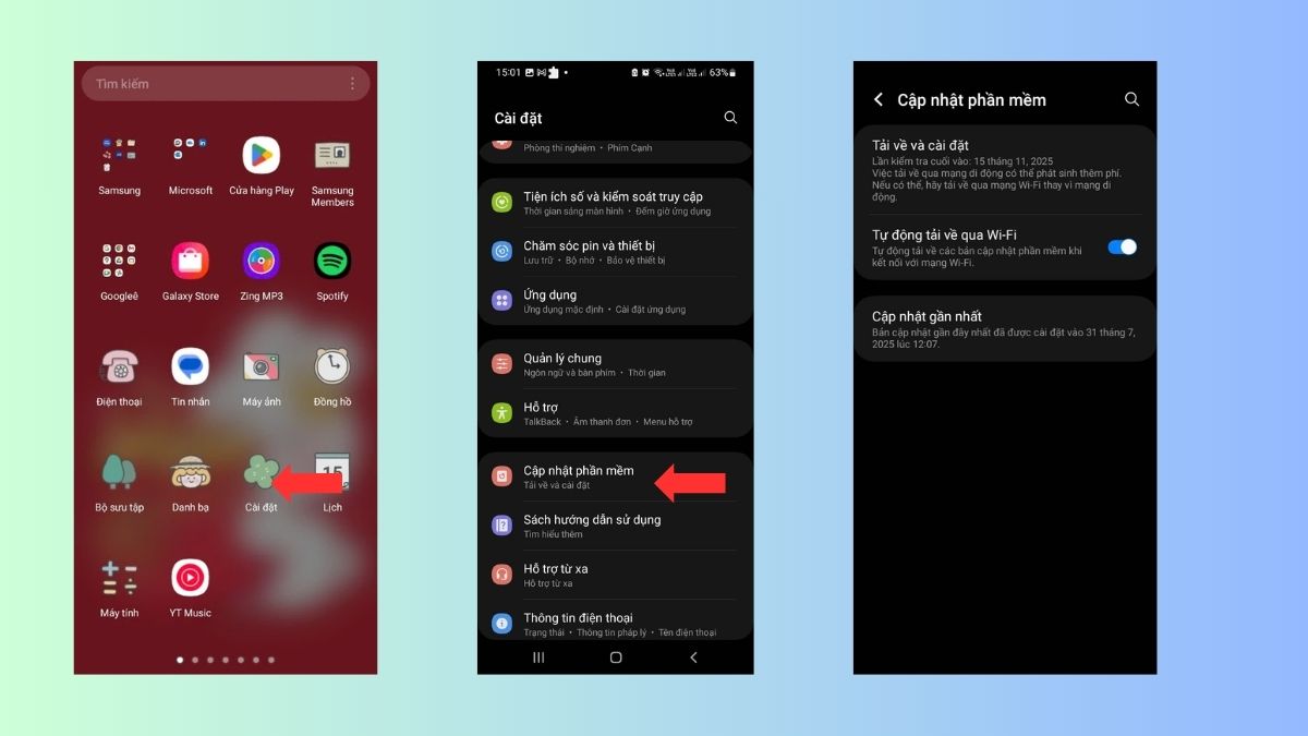 Cập nhật lại phần mềm điện thoại