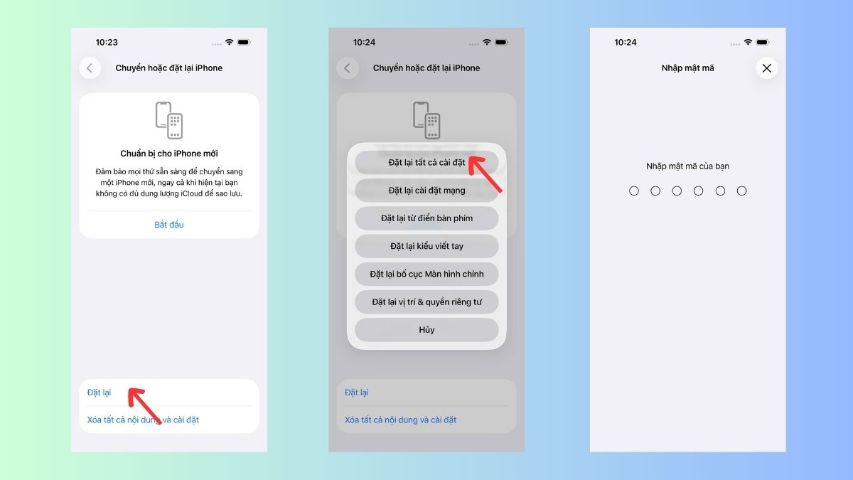 Thực hiện thao tác Đặt lại tất cả cài đặt trên iPhone