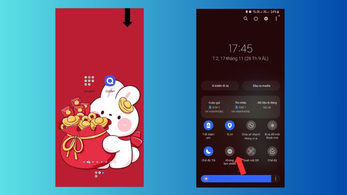 Tắt chế độ im lặng hoặc không làm phiền