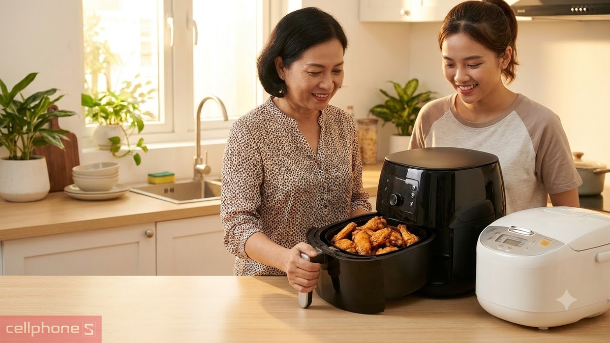 Quà 20/10 cho mẹ là nồi chiên không dầu giúp mẹ chế biến món chiên, nướng với ít dầu mỡ hơn chiên bằng chảo