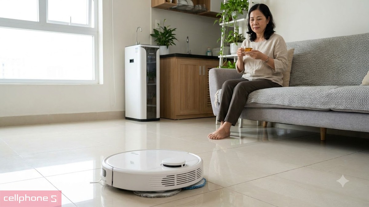 Quà 20/10 cho mẹ là robot hút bụi lau nhà giúp mẹ bớt phải cúi người lau sàn mỗi ngày