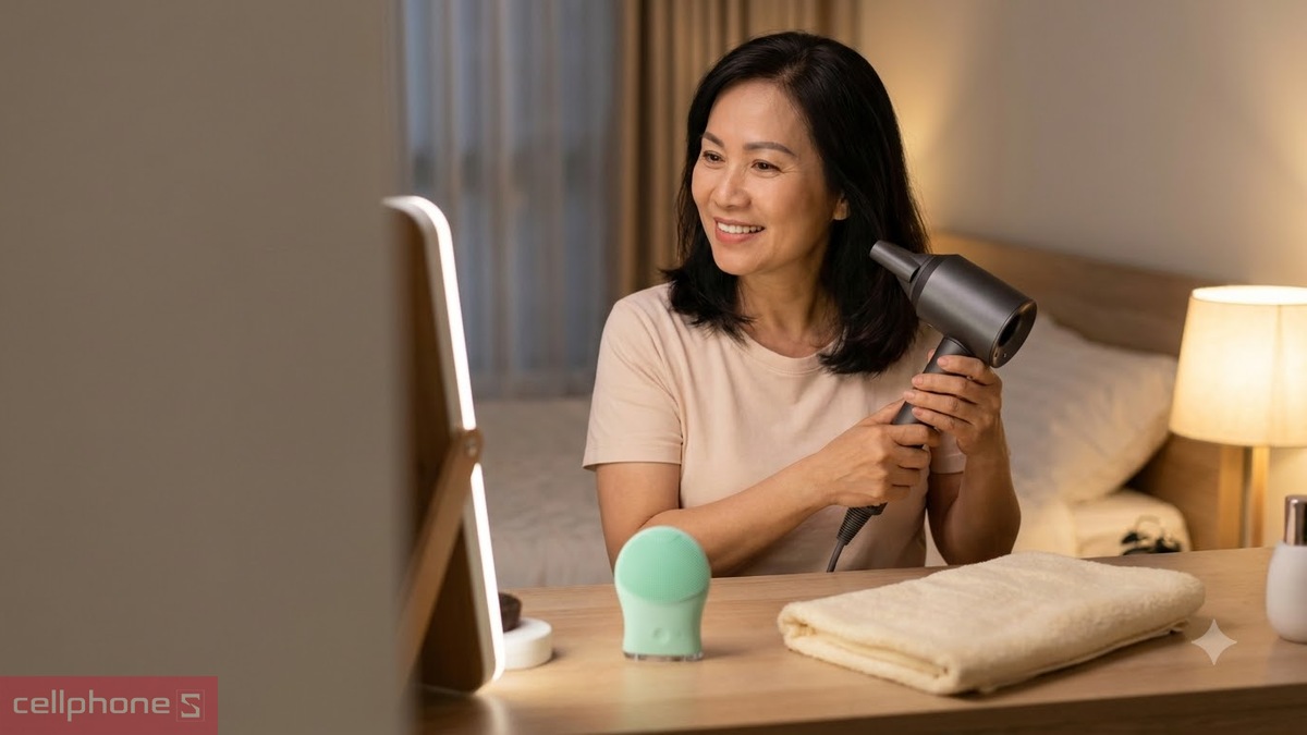 Quà 20/10 cho mẹ là máy sấy tóc giúp mẹ làm khô tóc nhanh sau khi gội vào mùa lạnh hoặc buổi tối