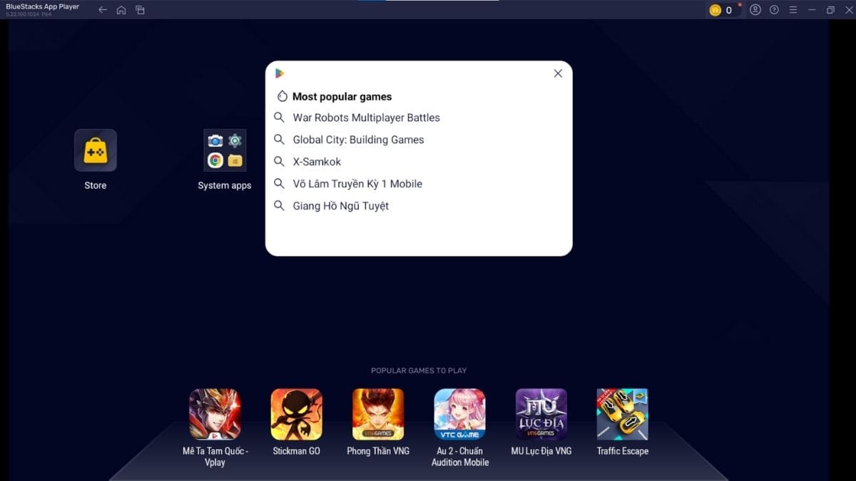 Truy cập CH Play trên BlueStacks và tìm kiếm ứng dụng