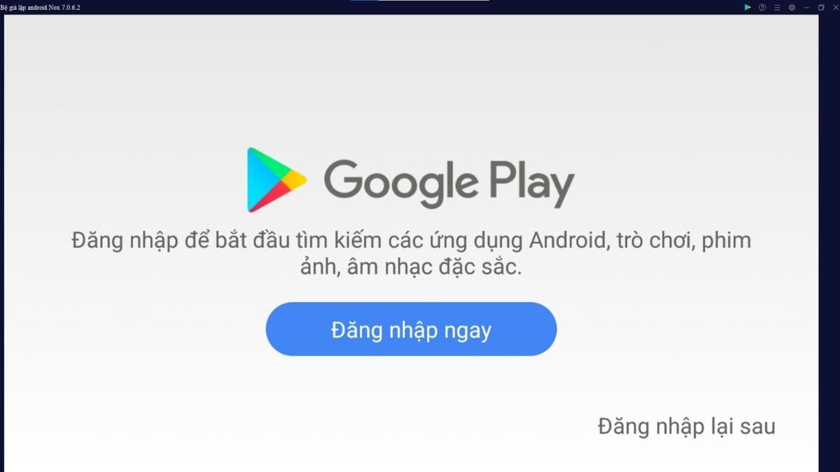 Đăng nhập tài khoản Google để tiếp tục truy cập NoxPlayer