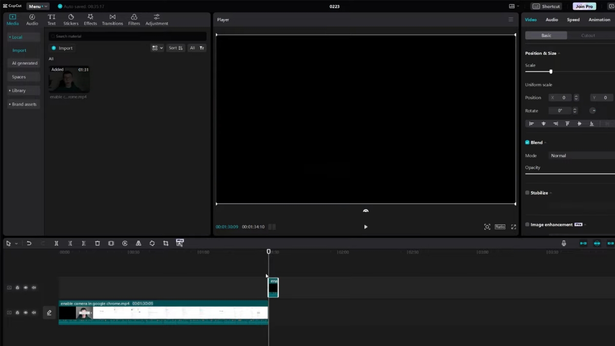 Hướng dẫn cách nhân đôi video trên Capcut PC