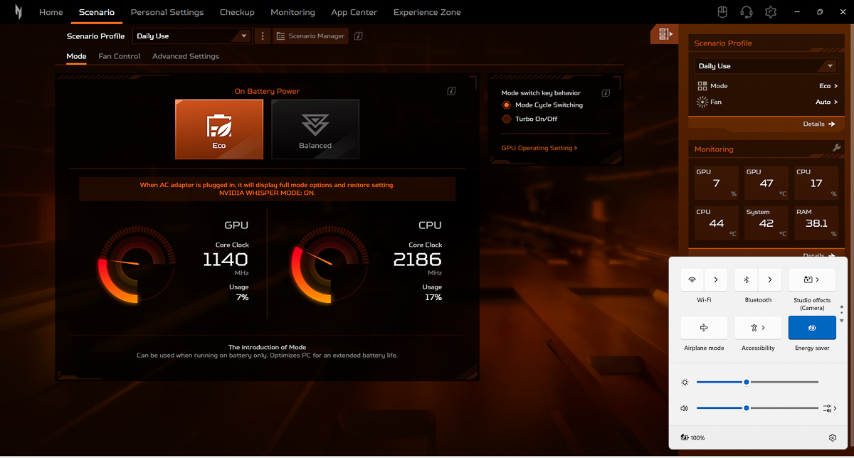 Cài đặt chế độ nguồn Eco và bật tiết kiệm pin