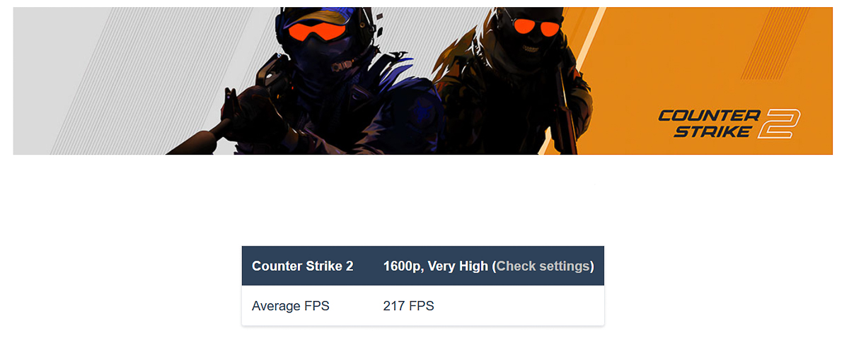 Chỉ số FPS trung bình khi chơi game Counter Strike 2