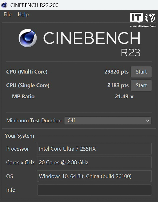 Điểm đơn nhân và đa nhân trên phần mềm Cinebench R23