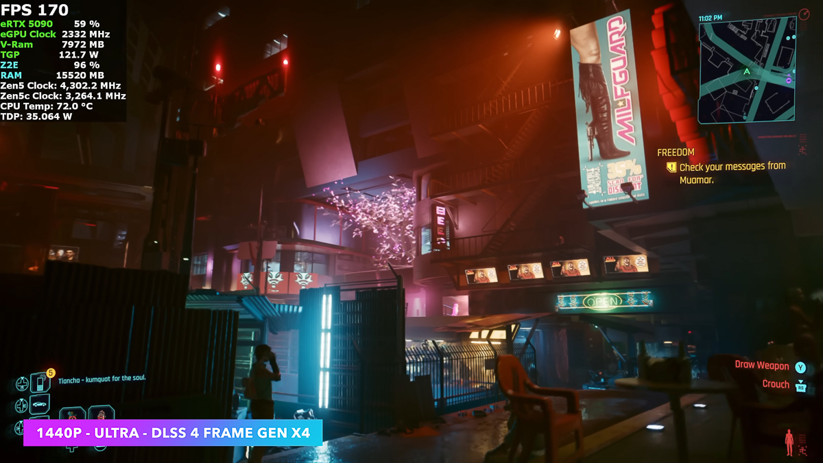 Cyberpunk 2077 với DLSS 4 Gen x4