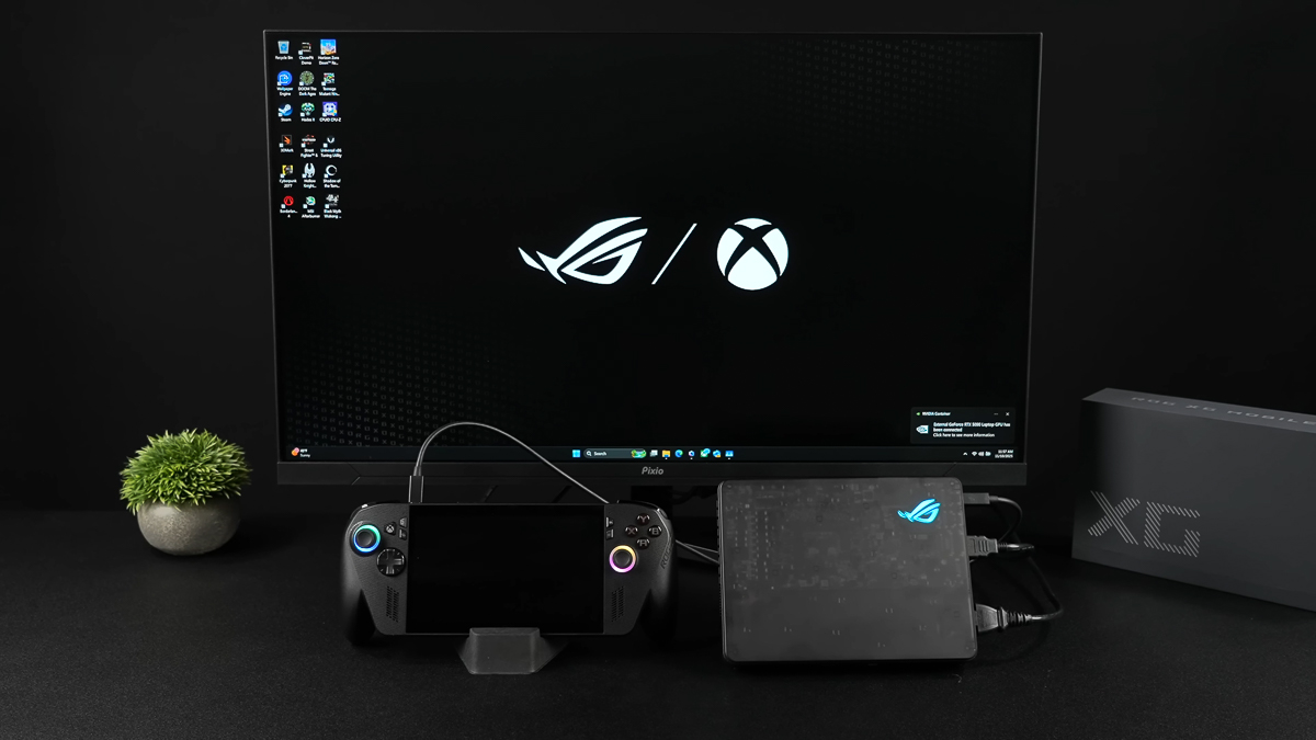 ASUS ROG Xbox Ally X với thiết bị eGPU Dock  ASUS ROG XG Mobile