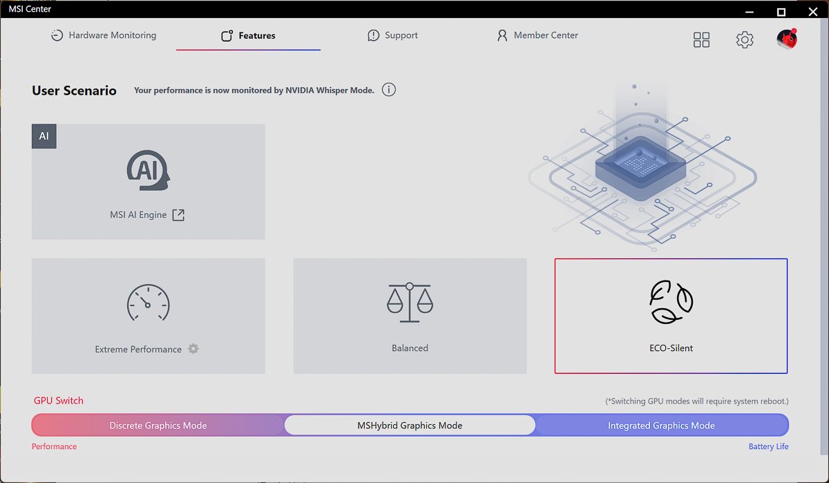 Phần mềm MSI Center
