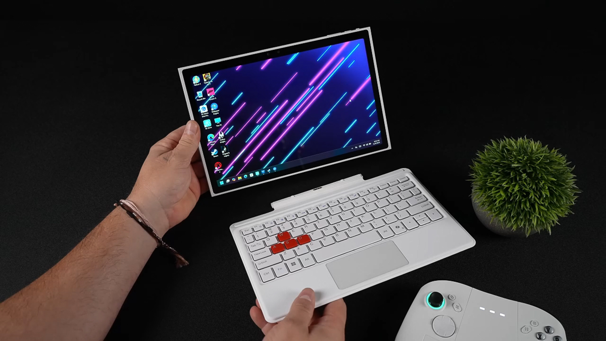 Kết nối bàn phím nhờ vào cụm nam châm bên dưới máy