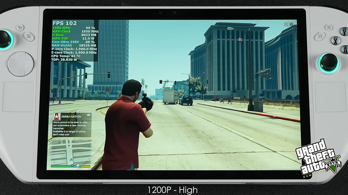 Chơi game GTA V, 1200p, High setting