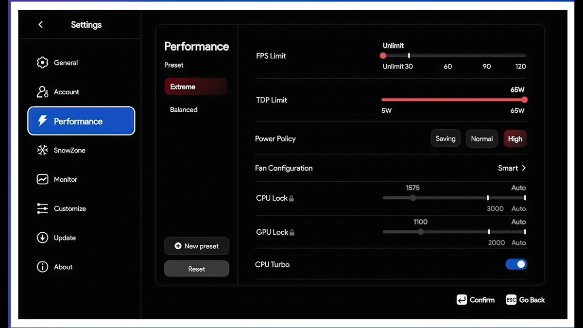 Trong phần mềm AYASpace, ở mục “Performance” đem lại 2 chế độ hiệu năng