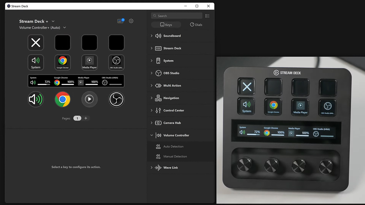 Stream Deck Plus sẽ được nhận dạng tự động trong phần mềm