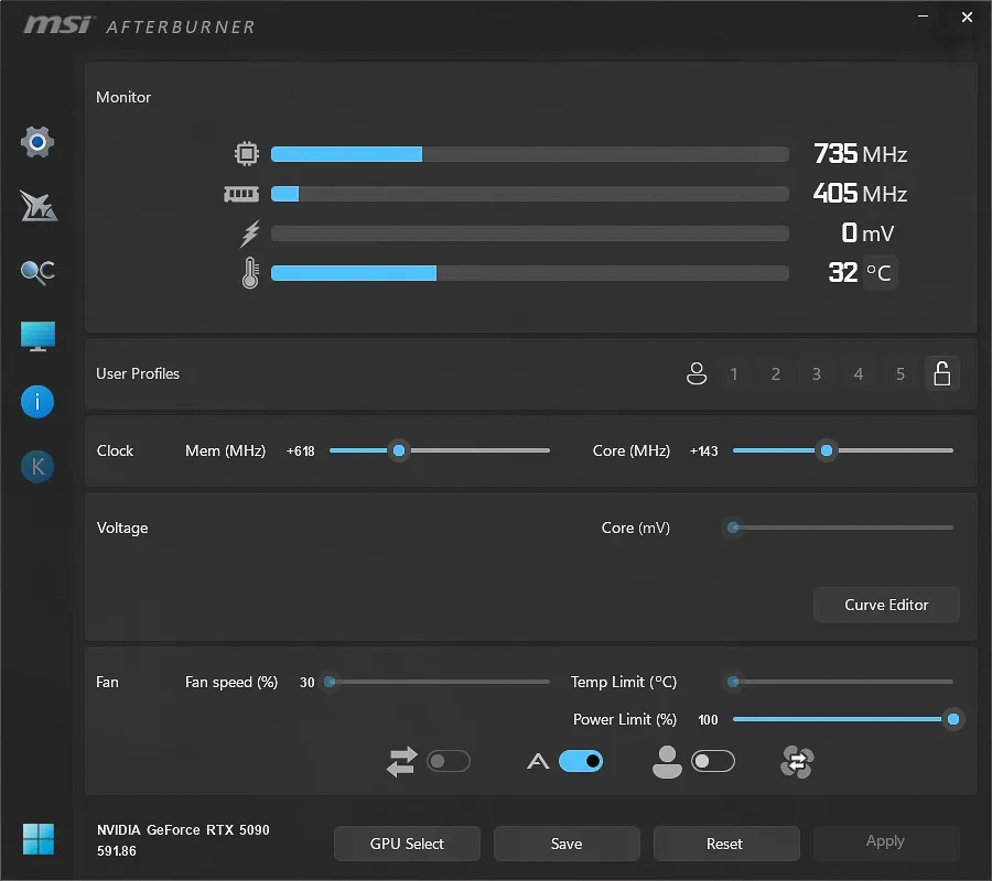 Thực hiện ép xung trong phần mềm MSI Afternburner