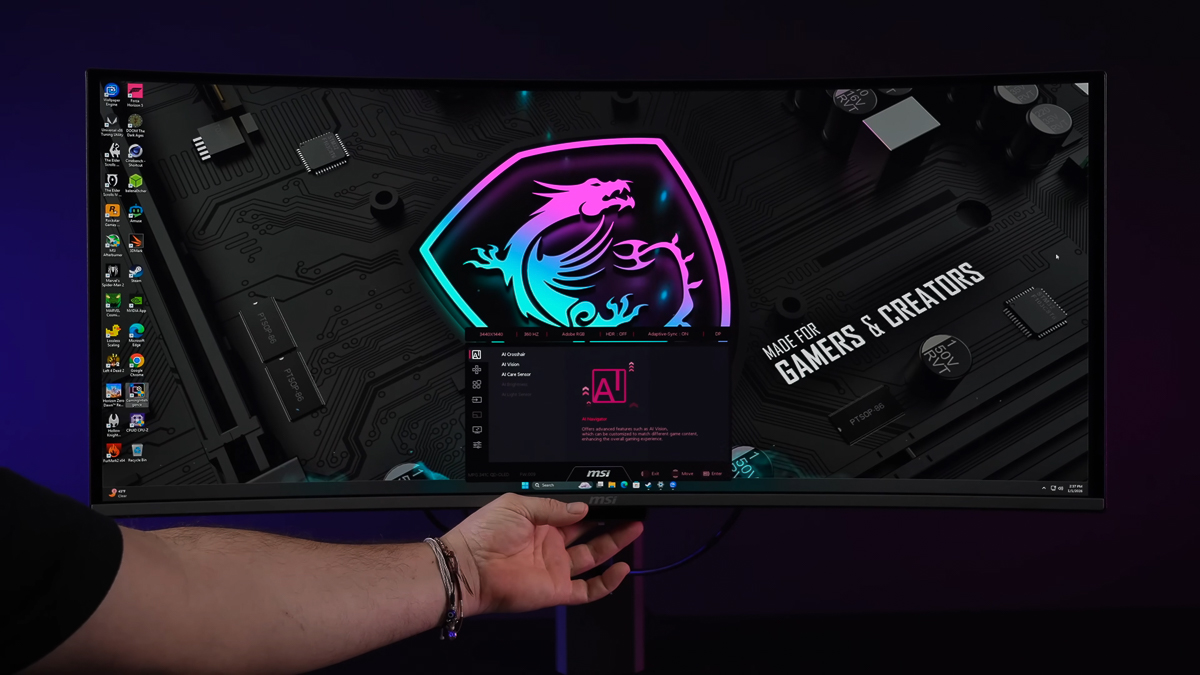 Nút kích hoạt Menu OSD sẽ được đặt ở góc bên dưới, ngay chính giữa màn hình