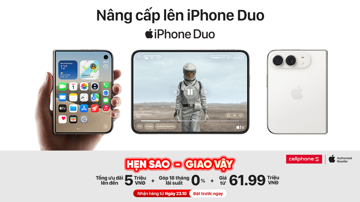 Đặt cọc iPhone Duo nhận tổng ưu đãi hấp dẫn đến 5 triệu đồng, nhận hàng sớm từ 23/10!