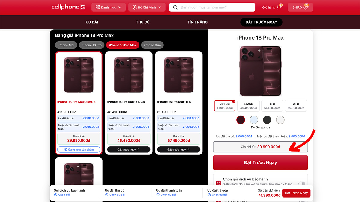 Hướng dẫn đặt hàng iPhone 18 Pro và iPhone 18 Pro Max nhận hàng sớm tại CellphoneS!