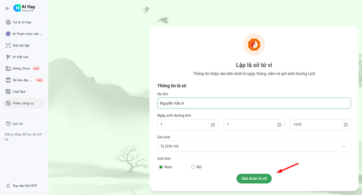 Cách xem tử vi trên AI Hay