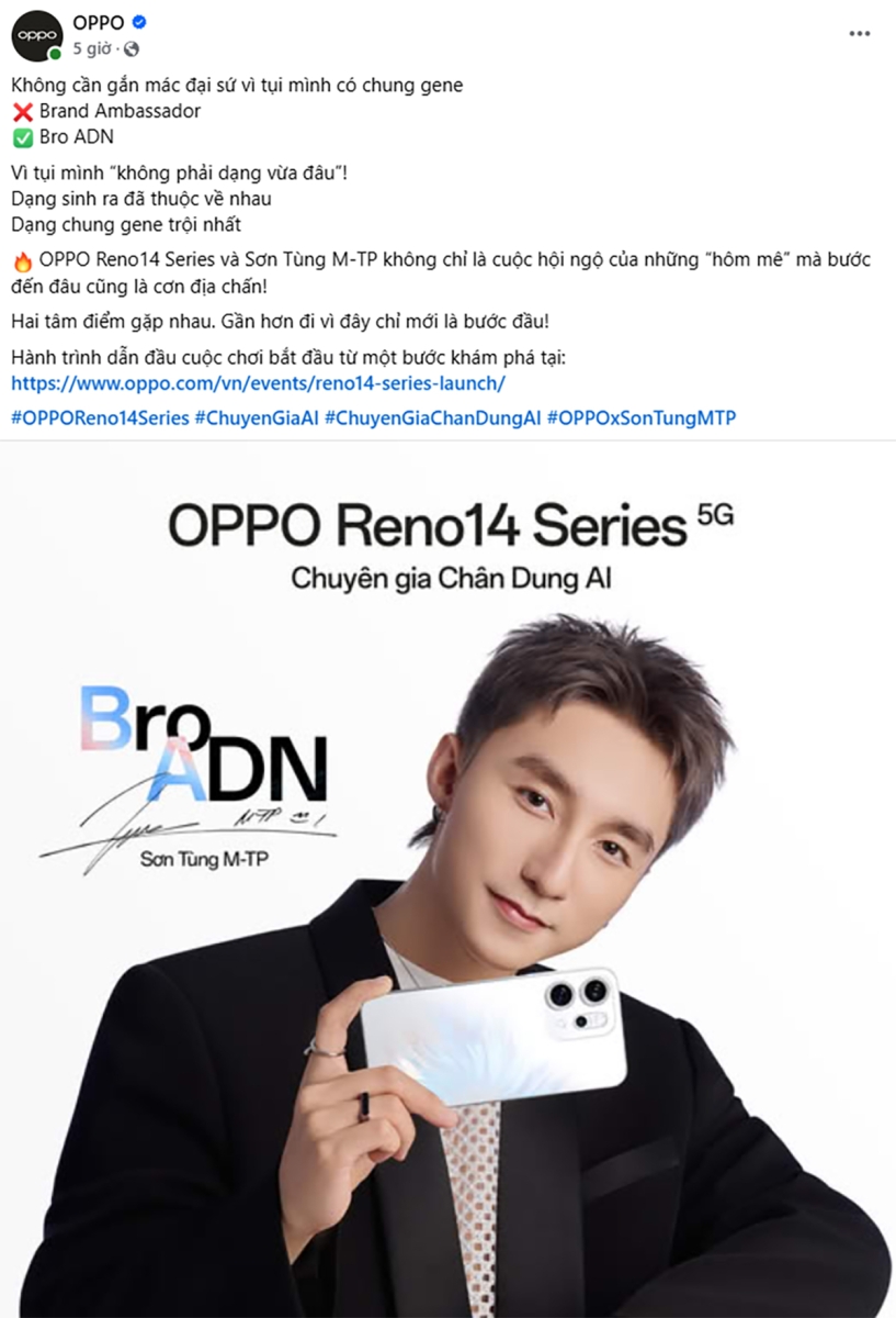 OPPO tái hợp với Sơn Tùng M-TP với dòng Reno14