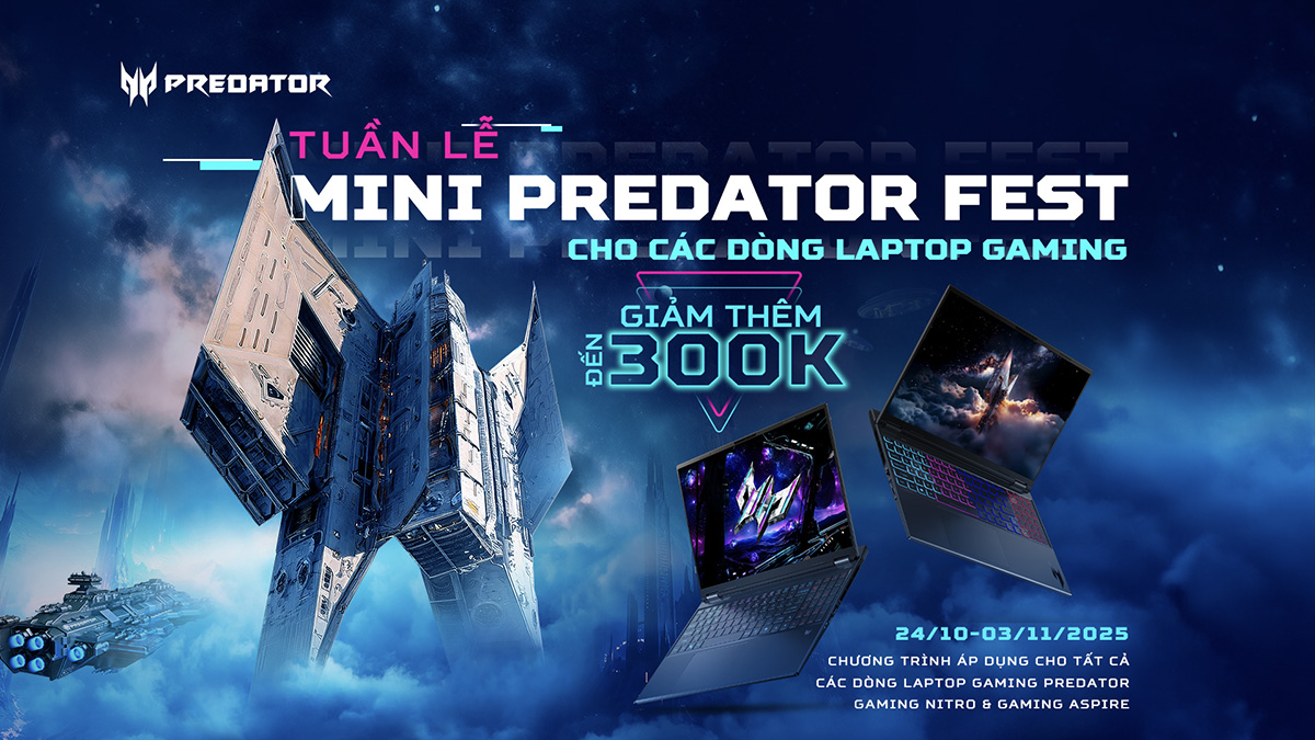 Tuần lễ Mini Predator Fest TP.HCM: Săn laptop Acer Gaming giá hời, giảm đến 300K tại CellphoneS!