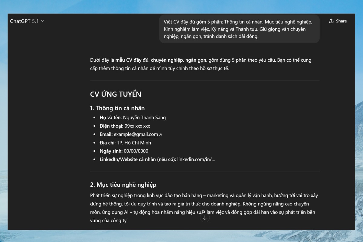 Viết CV theo cấu trúc chuẩn nhà tuyển dụng