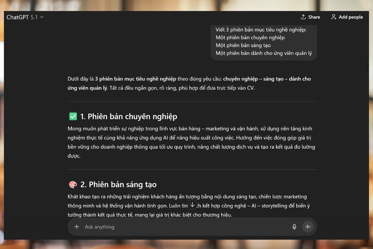 Viết mục tiêu nghề nghiệp phù hợp từng vai trò