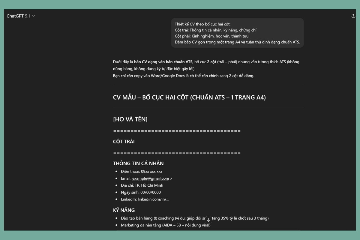 Đề xuất bố cục CV dễ đọc và chuẩn ATS