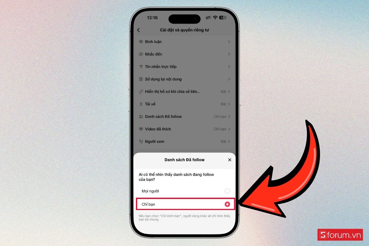 Cách thiết lập và sử dụng ẩn danh sách follow trên TikTok bước 4