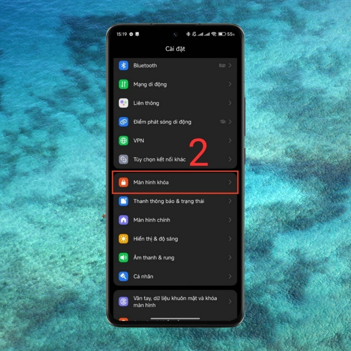 Chọn mục Màn hình khóa