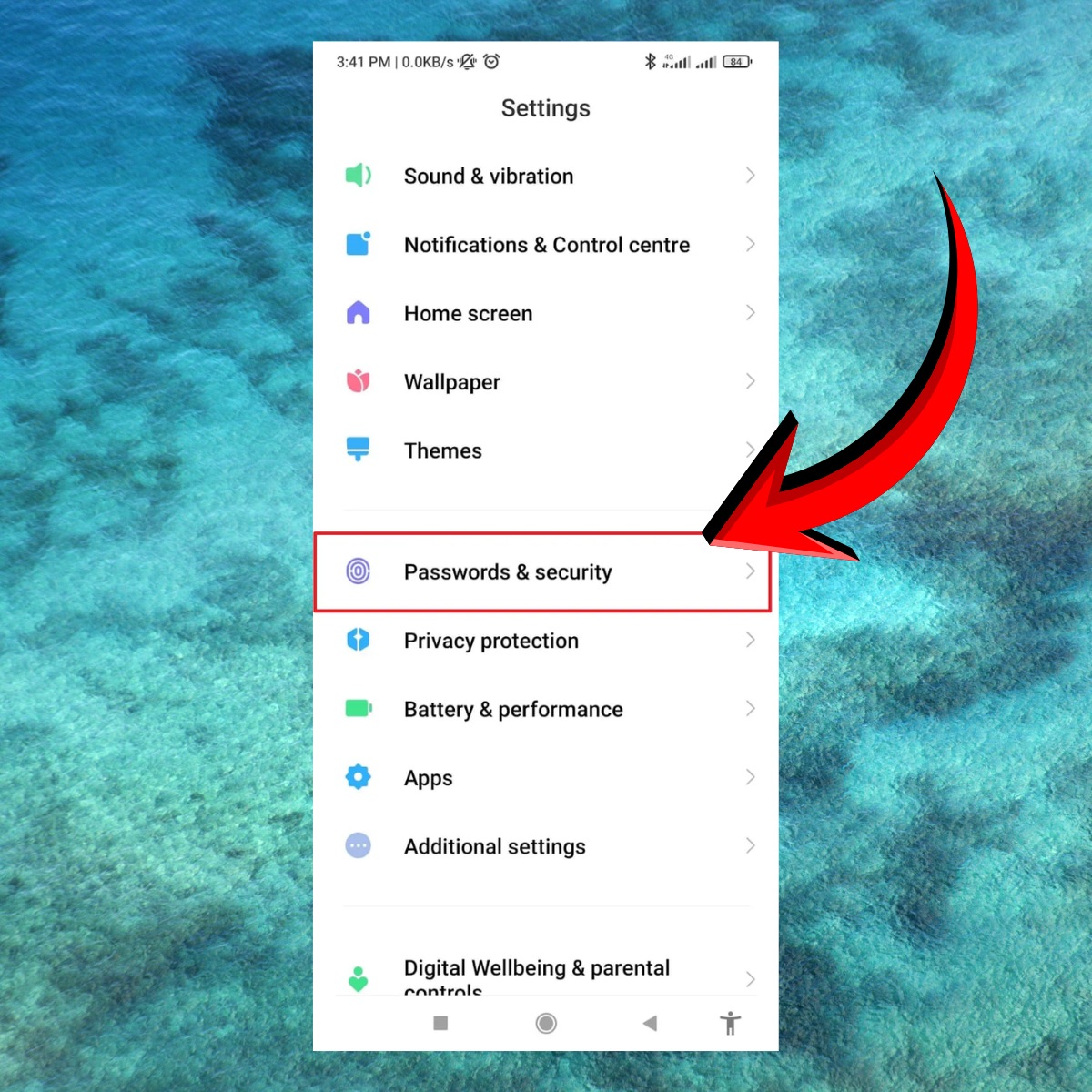 Mở mục Mật khẩu & bảo mật